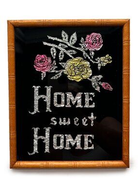 Vintage Home Sweet Home Foil Glass Art